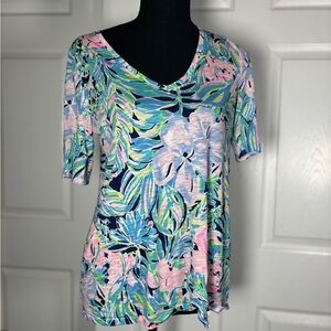Lilly Pulitzer Tropical Floral Short Sleeve Top